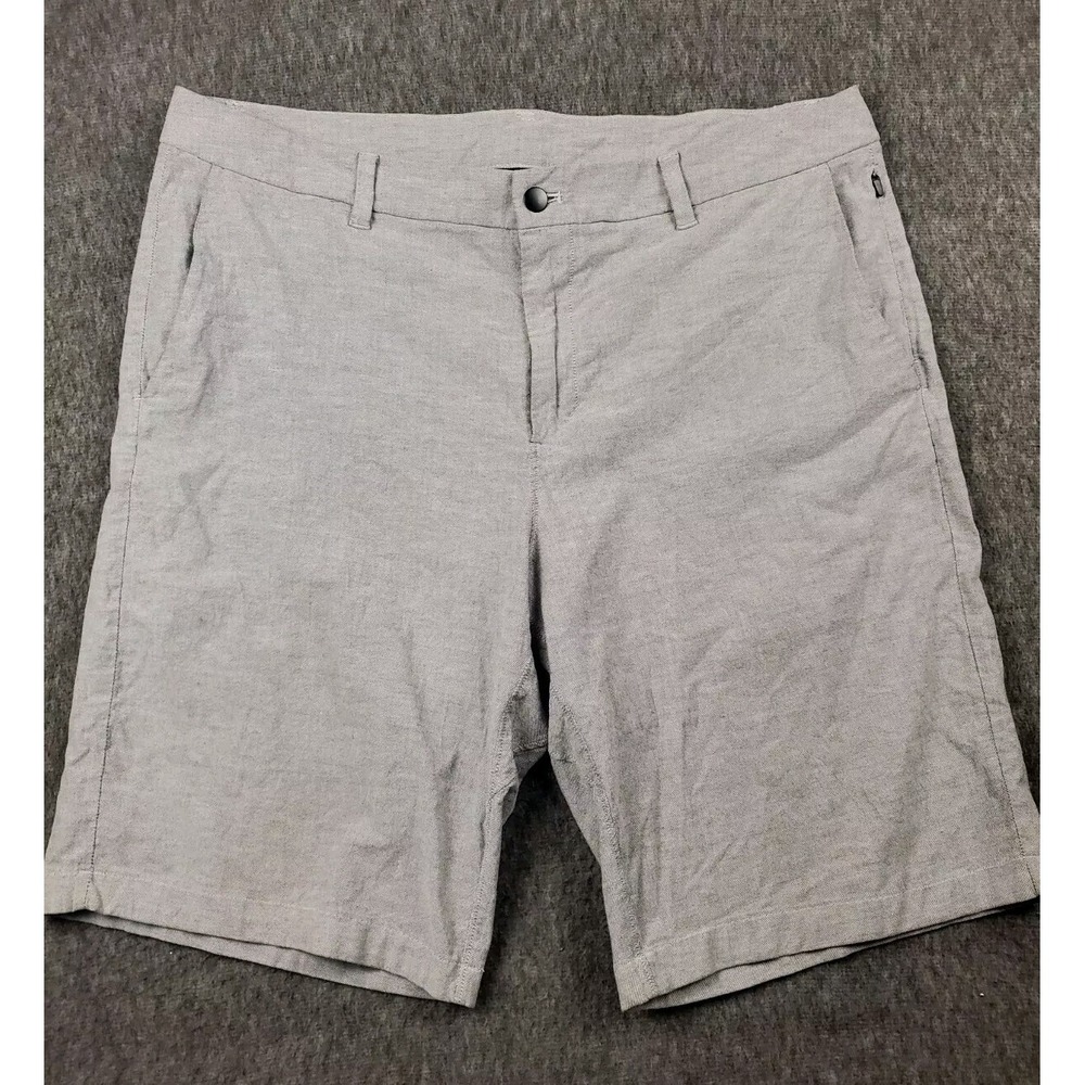 Lululemon Commission Shorts Mens 38 Gray 11" Relaxed Qwick Oxford Golf Athletic